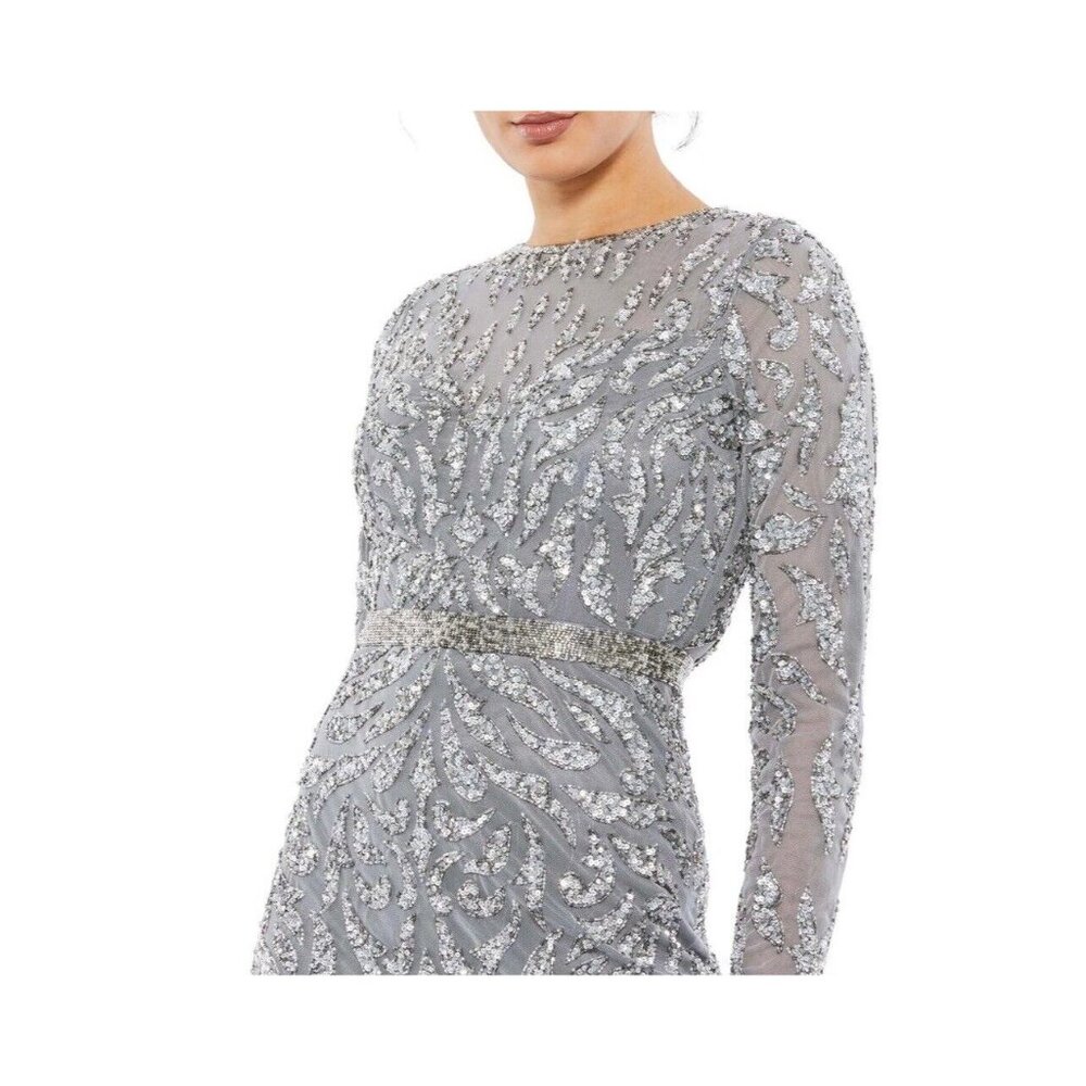 Mac Duggal Gown Dress Size 16 Beaded Sequined Illusion Sheath Dress 5521 $498 - Picture 3 of 16